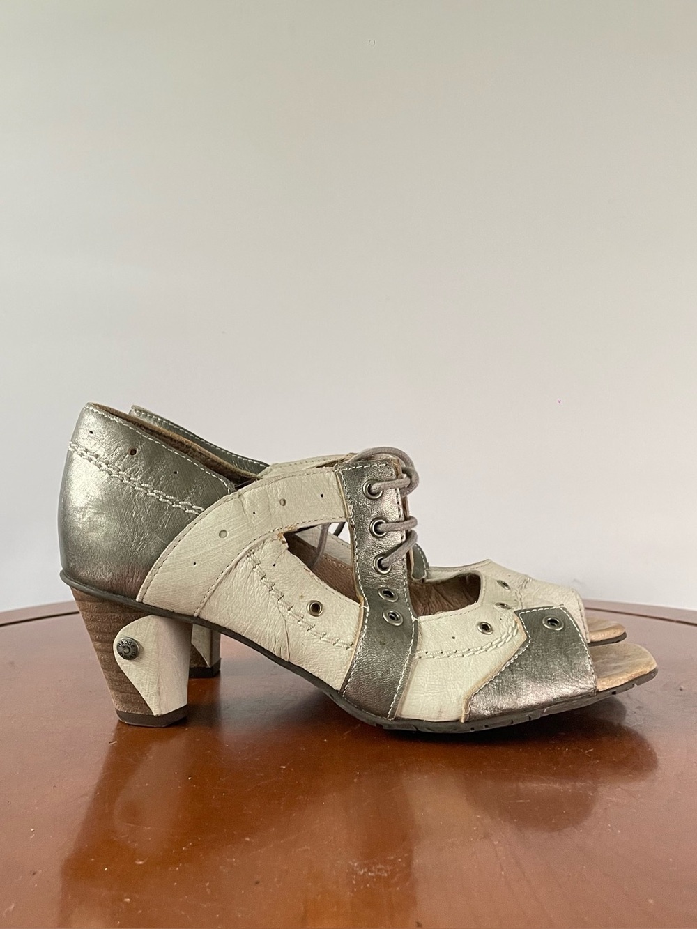 DKODE Lace Up Mary Jane Peep Toe Heels | EU 37